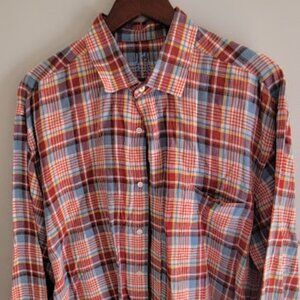Men's J McLaughlin Shirt, Long-sleeve, Size XL, Blue/Red Plaid